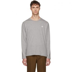 Acne Studios Grey Long Sleeve Nash Face T-Shirt Acne Studios Grey Long Sleeve Nash Face T-Shirt