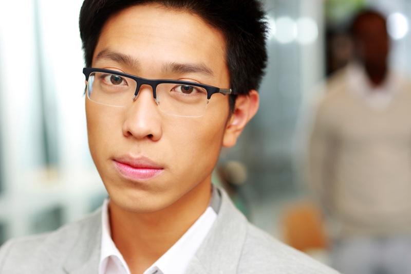 Asian Man Wearing Glasses