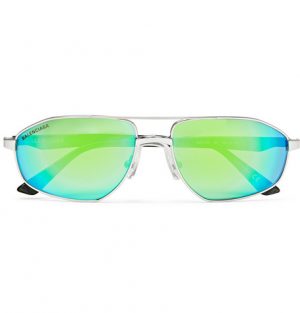 Balenciaga - Aviator-Style Silver-Tone and Acetate Mirrored Sunglasses - Men - Silver Balenciaga - Aviator-Style Silver-Tone and Acetate Mirrored Sunglasses - Men - Silver