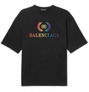 Balenciaga - Logo-Embroidered Cotton-Jersey T-Shirt - Men - Black Balenciaga - Logo-Embroidered Cotton-Jersey T-Shirt - Men - Black
