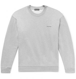 Balenciaga - Logo-Print Mélange Loopback Cotton-Jersey Sweatshirt - Men - Gray Balenciaga - Logo-Print Mélange Loopback Cotton-Jersey Sweatshirt - Men - Gray