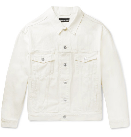 denim cream balenciaga oversized embroidered jacket