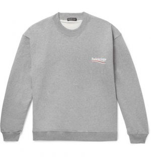 Balenciaga - Oversized Logo-Print Mélange Loopback Cotton-Jersey Sweatshirt - Men - Gray Balenciaga - Oversized Logo-Print Mélange Loopback Cotton-Jersey Sweatshirt - Men - Gray