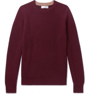 Brunello Cucinelli - Ribbed Cashmere Sweater - Men - Burgundy Brunello Cucinelli - Ribbed Cashmere Sweater - Men - Burgundy