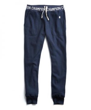 Champion Logo Rib Slim Jogger Sweatpants in Navy Champion Logo Rib Slim Jogger Sweatpants in Navy