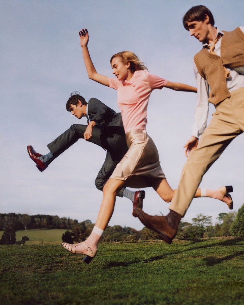 Church's enlists models Vincent LaCrocq, Maartje Verhoef, and Tommaso de Benedictis as the stars of its spring-summer 2019 campaign.