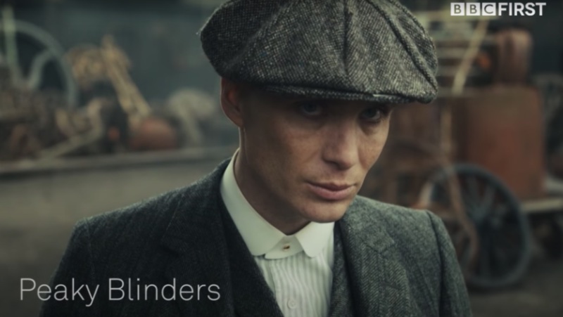 Cillian Murphy plays the iconic Thomas Shelby in Peaky Blinders, wearing one of the lead character's signature flat caps. 