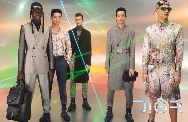 Models Serigne Lam, Taemin Park, Lukas Gomann, Chris Kojiro, and Ludwig Wilsdorff front Dior Men's pre-fall 2019 campaign.