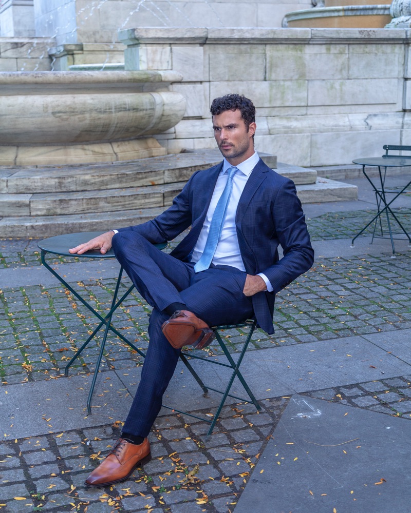 Dressed to impress, Walter Savage models a blue suit by Enzo Custom. » The Art of the Bespoke Suit Dressed to impress, Walter Savage models a blue suit by Enzo Custom.