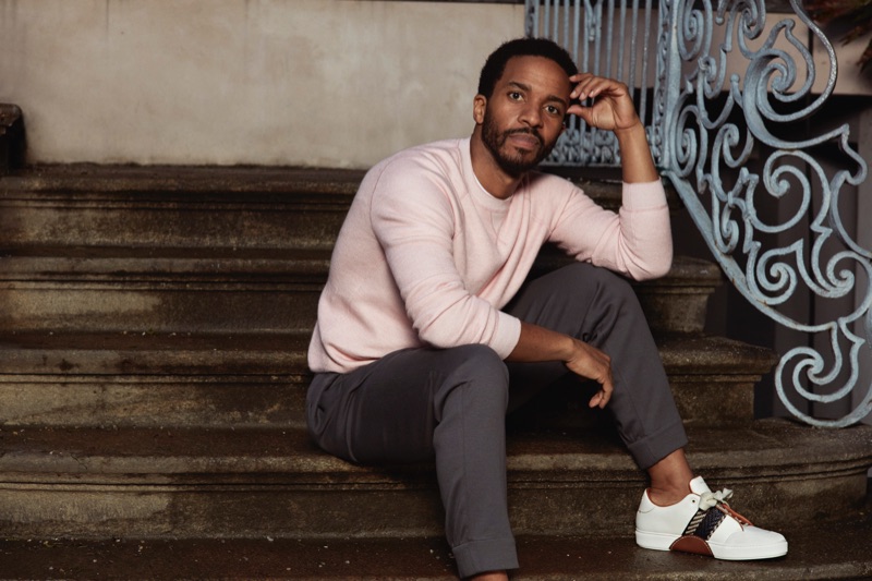 André Holland appears in Ermenegildo Zegna's spring-summer 2019 campaign.