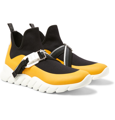 fendi black leather slip on sneakers