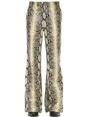 Flared Python Print Leather Pants Flared Python Print Leather Pants