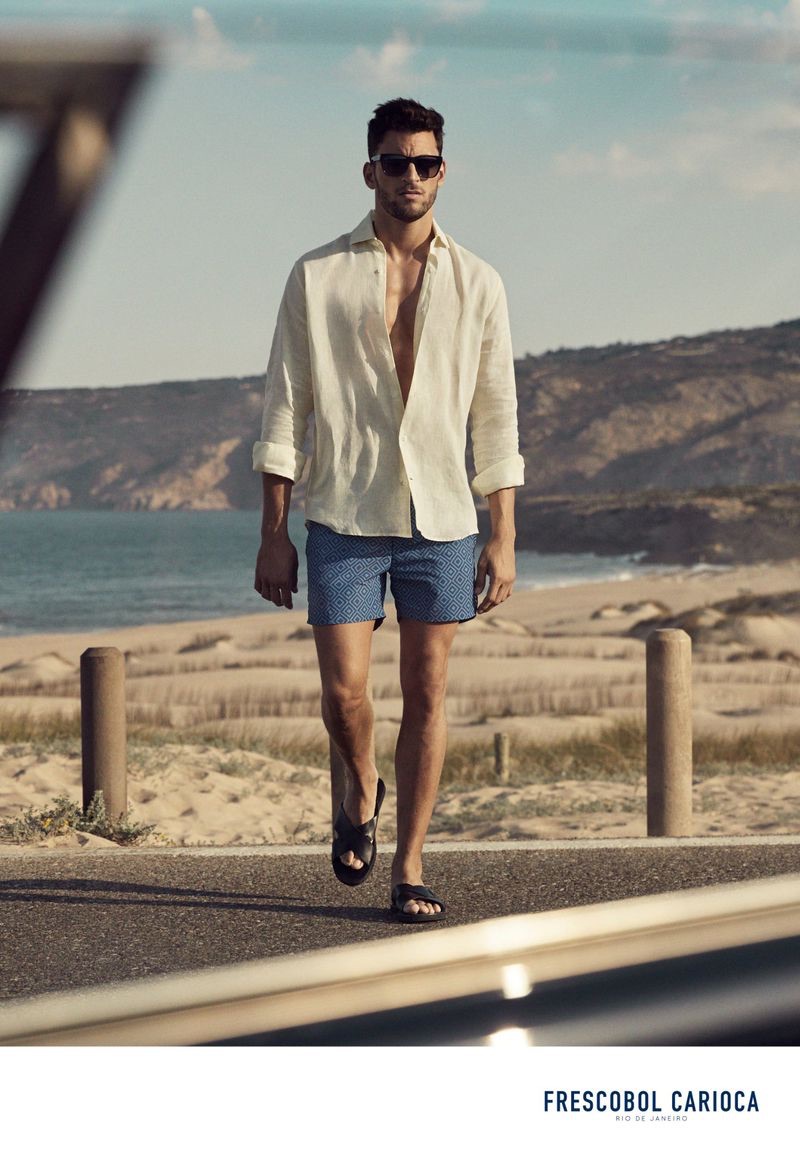 Portuguese model Kevin Sampaio stars in Frescobol Carioca's spring-summer 2019 campaign.