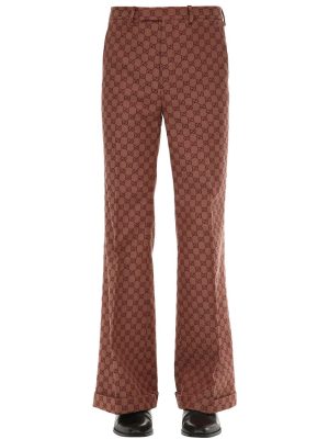 Gg Flared Cotton Canvas Pants Gg Flared Cotton Canvas Pants