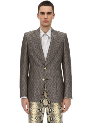 Gg Supreme Logo Wool Blend Jacket Gg Supreme Logo Wool Blend Jacket