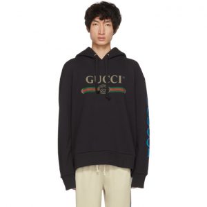 Gucci Black Embroidered Logo Hoodie Gucci Black Embroidered Logo Hoodie