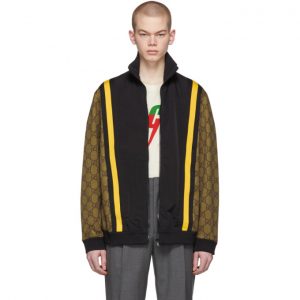 Gucci Brown and Black GG Eagle Track Jacket Gucci Brown and Black GG Eagle Track Jacket