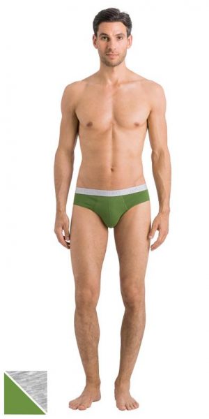 HANRO (73075) Cotton Essentials Briefs 2-Pack - Concrete/atlantic S HANRO (73075) Cotton Essentials Briefs 2-Pack - Concrete/atlantic S