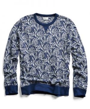 Hartford Jungle Palm Jacquard Sweatshirt in Navy Hartford Jungle Palm Jacquard Sweatshirt in Navy