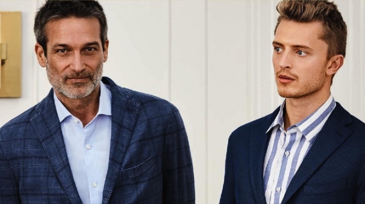 Connecting with Holt Renfrew, models Norbert Michalke and Max Rendell wear Boglioli.