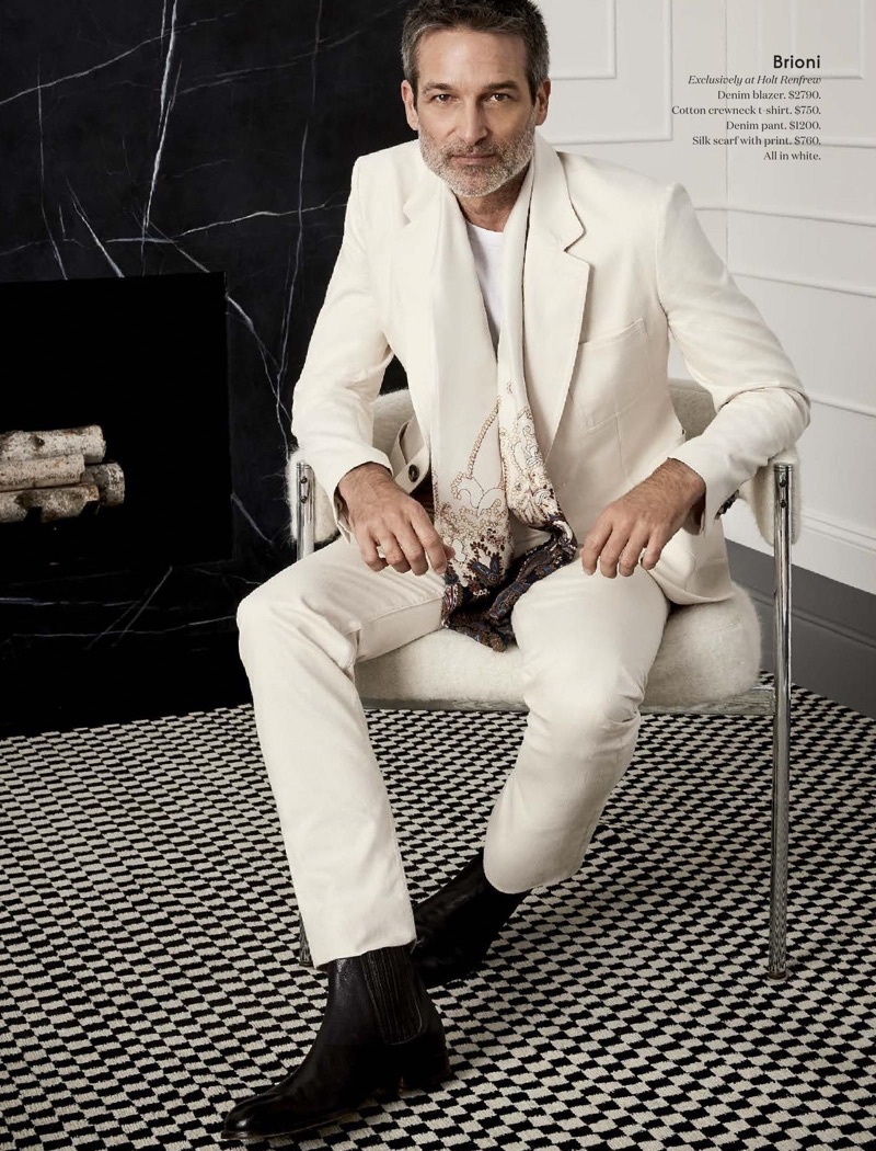 A vision in white, Norbert Michalke wears Brioni.