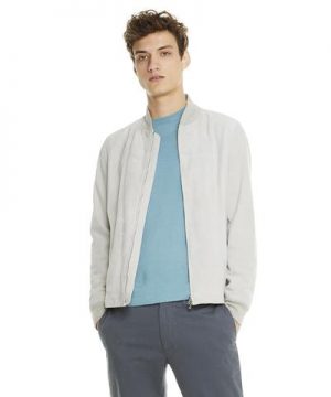 Brando Bomber in Light Grey Italian Suede Bomber in Light Grey