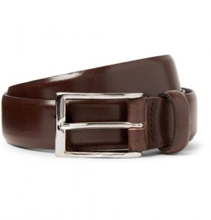J.Crew - 3cm Dark-Brown Glossed-Leather Belt - Men - Brown J.Crew - 3cm Dark-Brown Glossed-Leather Belt - Men - Brown