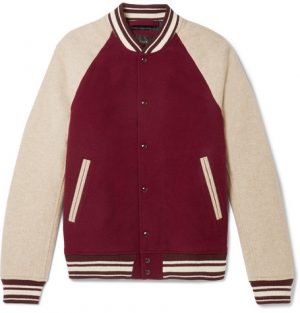 J.Crew - Colour-Block Wool-Blend Bomber Jacket - Men - Burgundy J.Crew - Colour-Block Wool-Blend Bomber Jacket - Men - Burgundy