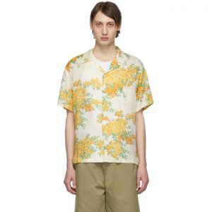 John Elliott Off-White Bougainvillea Bowling Short Sleeve Shirt John Elliott Off-White Bougainvillea Bowling Short Sleeve Shirt