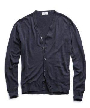 John Smedley Easy Fit Merino Cardigan in Charcoal John Smedley Easy Fit Merino Cardigan in Charcoal