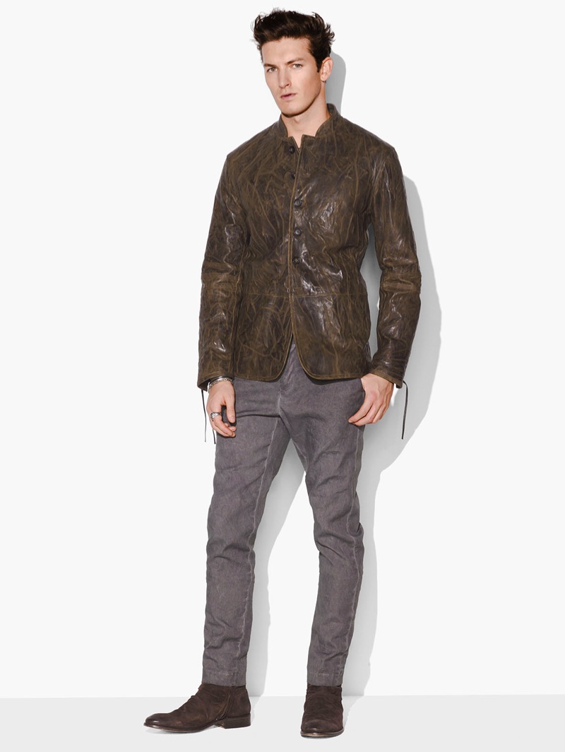 Oli Lacey sports The Winterfell leather jacket from the John Varvatos x Game of Thrones collection. » John Varvatos Partners with Game of Thrones for Collaboration Oli Lacey sports The Winterfell leather jacket from the John Varvatos x Game of Thrones collection.