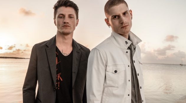 On Island Time: Eli Hall, Mike Russo + More Don Spring '19 Style for John Varvatos Star USA Embracing contemporary style, Eli Hall and Mike Russo wear John Varvatos Star USA.