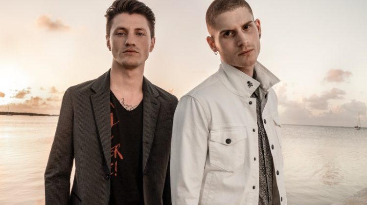 Embracing contemporary style, Eli Hall and Mike Russo wear John Varvatos Star USA.