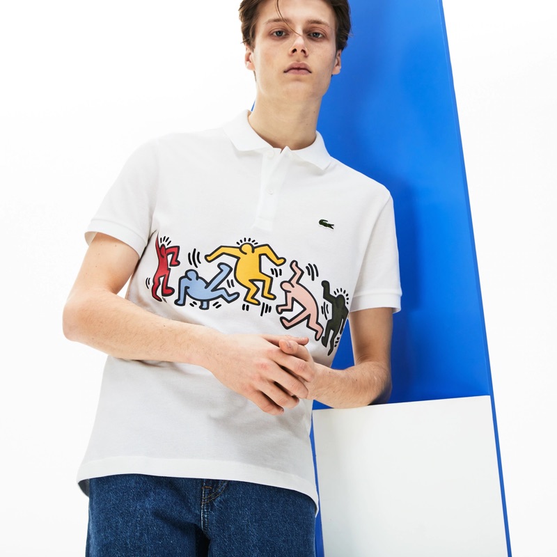 Lacoste x Keith Haring White Print Piqué Polo