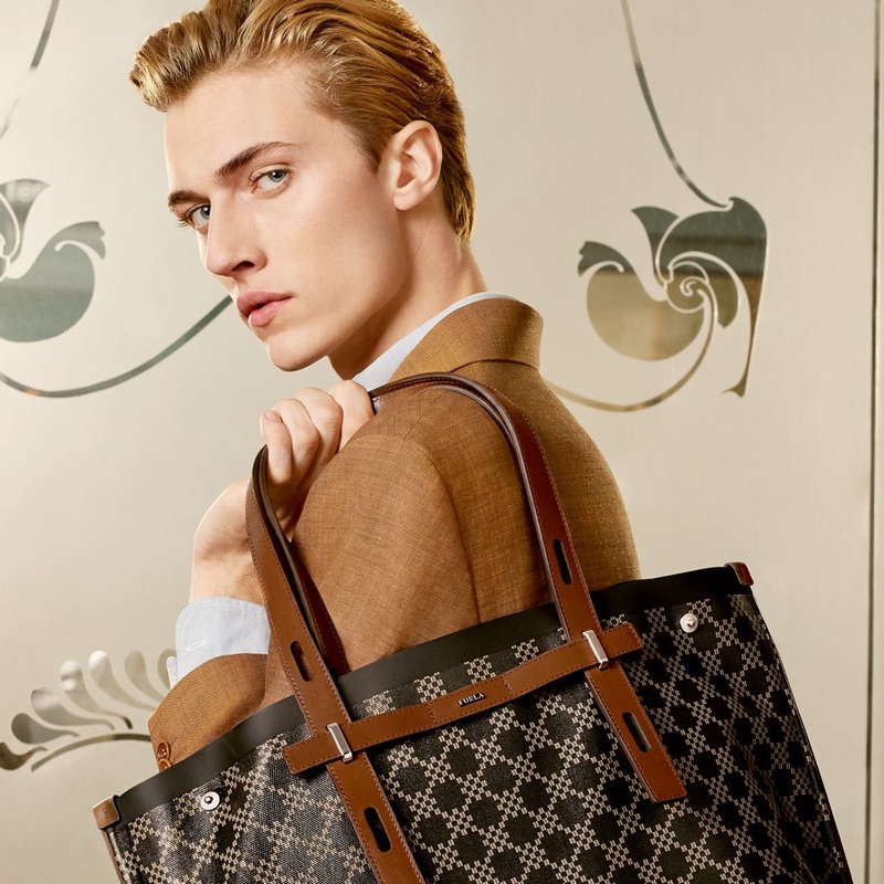 American model Lucky Blue Smith fronts Furla's spring-summer 2019 campaign.