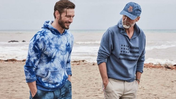 Parker Gregory and Ben Desombre hit the beach in styles from Macy's.