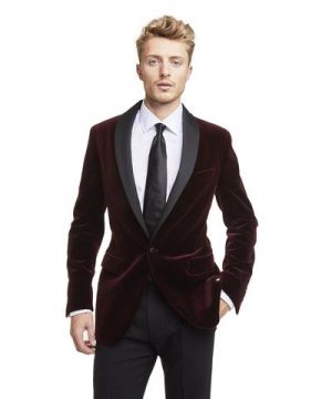 Made in USA Velvet Shawl Collar Dinner Jacket in Burgundy Made in USA Velvet Shawl Collar Dinner Jacket in Burgundy