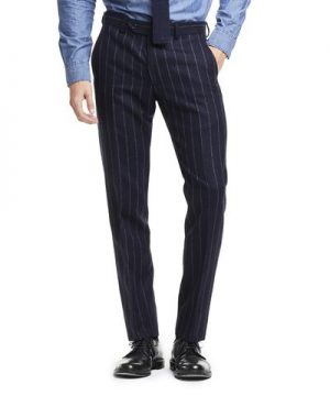 Made in USA Wool Chalk Stripe Suit Trouser in Navy Made in USA Wool Chalk Stripe Suit Trouser in Navy