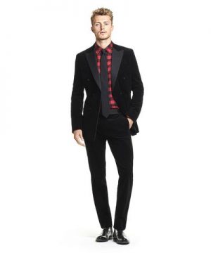 Made in the USA Micro Corduroy Peak Lapel Jacket Double Breasted Tuxedo in Black Made in the USA Micro Corduroy Peak Lapel Jacket Double Breasted Tuxedo in Black