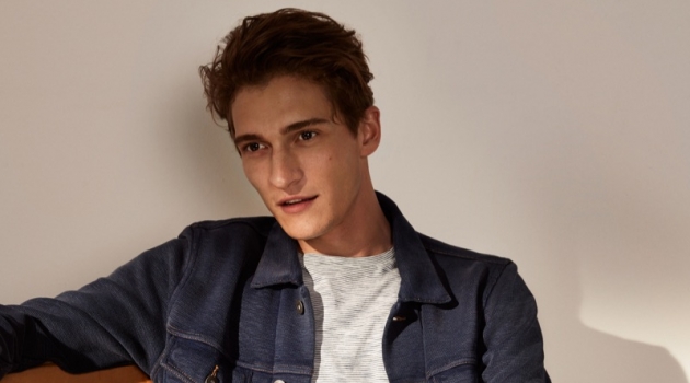 Matvey Lykov Sports Smart Casual Style for Marc O'Polo Going casual, Matvey Lykov sports a denim jacket, lightweight sweater, and linen trousers by Marc O'Polo.