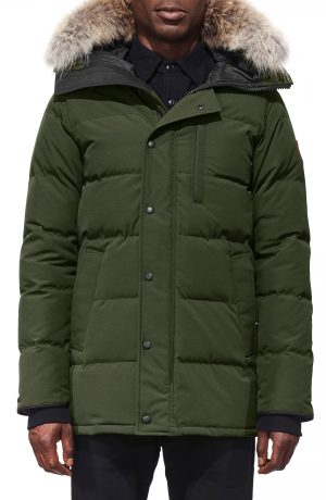 Men's Canada Goose 'Carson' Slim Fit Hooded Packable Parka With Genuine Coyote Fur Trim, Size Small - Green Men's Canada Goose 'Carson' Slim Fit Hooded Packable Parka With Genuine Coyote Fur Trim, Size Small - Green
