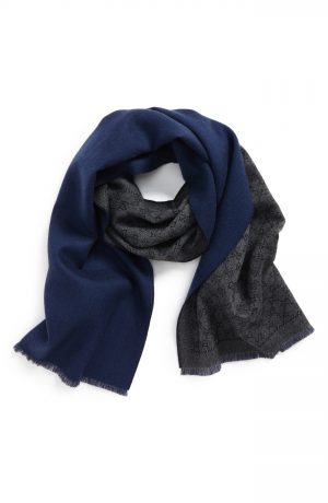 Men's Gucci Lonar Wool Jacquard Scarf, Size One Size - Black Men's Gucci Lonar Wool Jacquard Scarf, Size One Size - Black