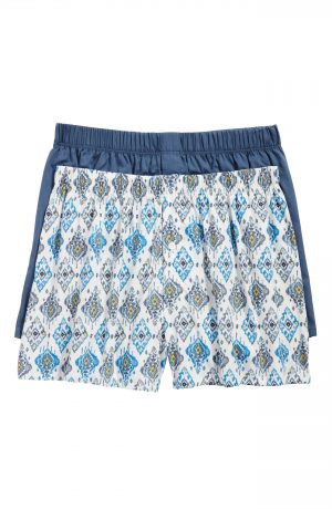Men's Hanro 2-Pack Fancy Woven Boxers, Size X-Large - Blue Men's Hanro 2-Pack Fancy Woven Boxers, Size X-Large - Blue