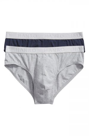 Men's Hanro Cotton Essentials 2-Pack Briefs, Size Large - Grey Men's Hanro Cotton Essentials 2-Pack Briefs, Size Large - Grey