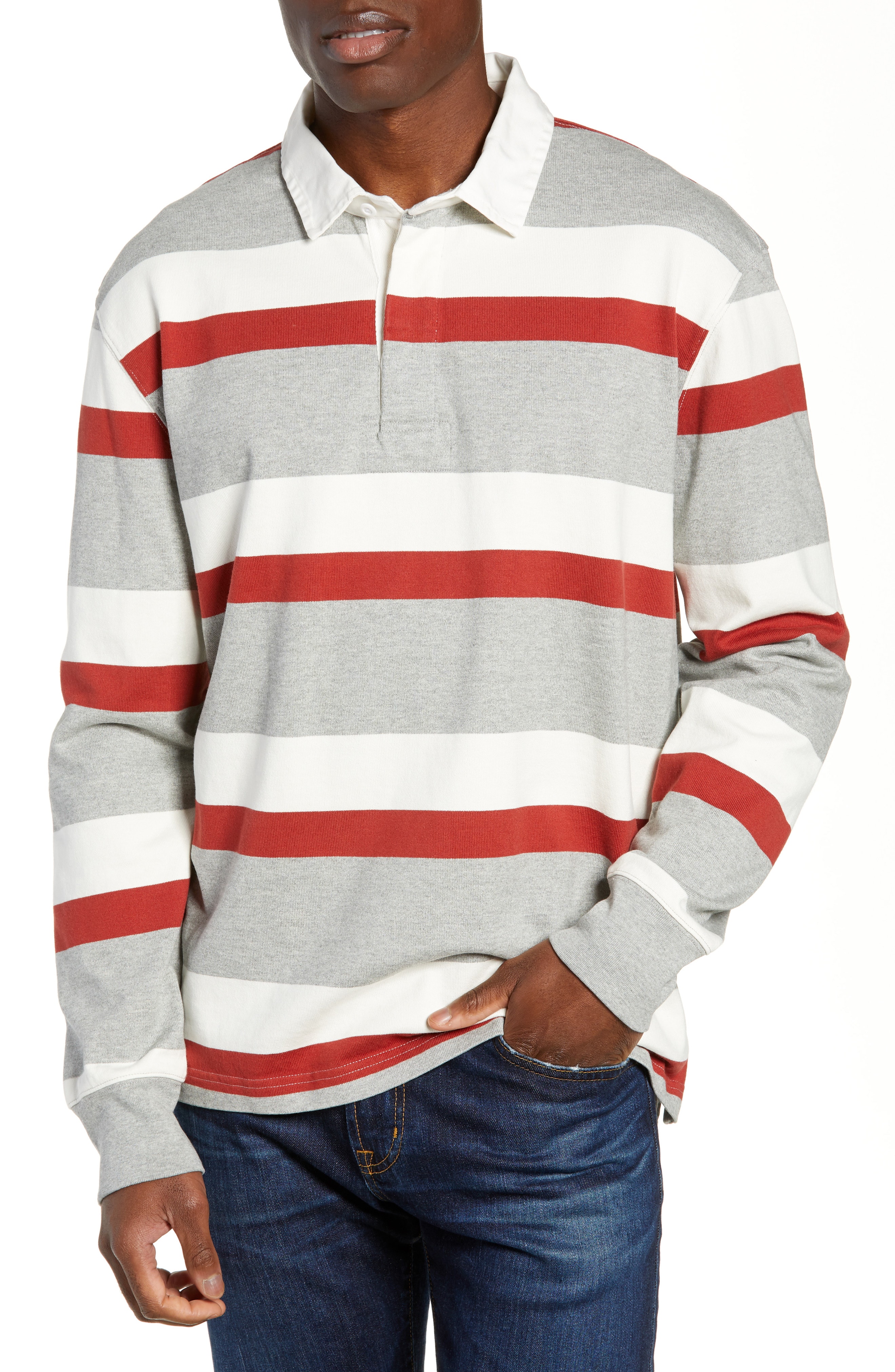 Men’s J.crew 1984 Stripe Rugby Polo, Size Large – Red | The Fashionisto