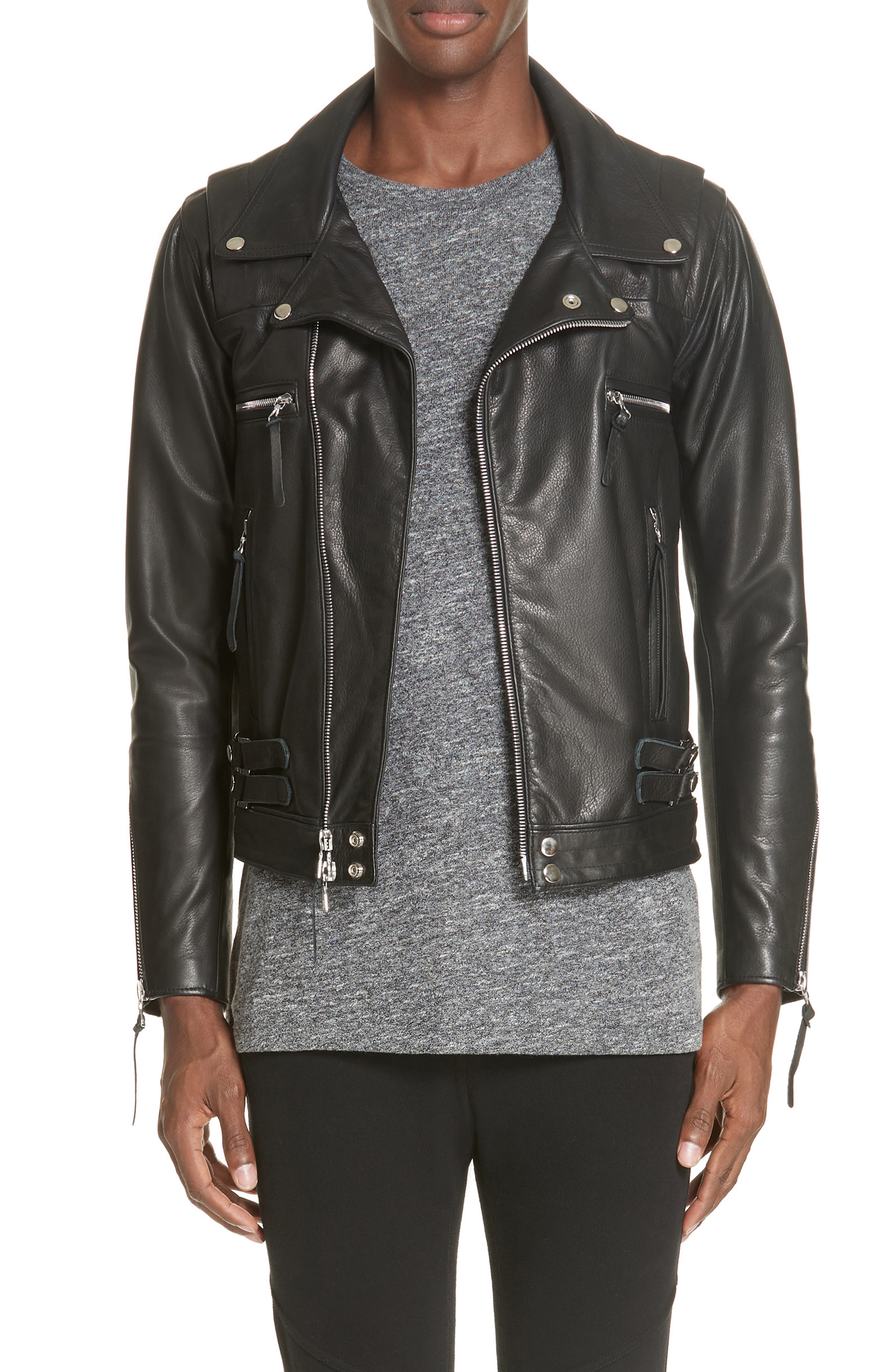 Men’s John Elliott Riders Leather Jacket, Size XX-Large – Black | The ...