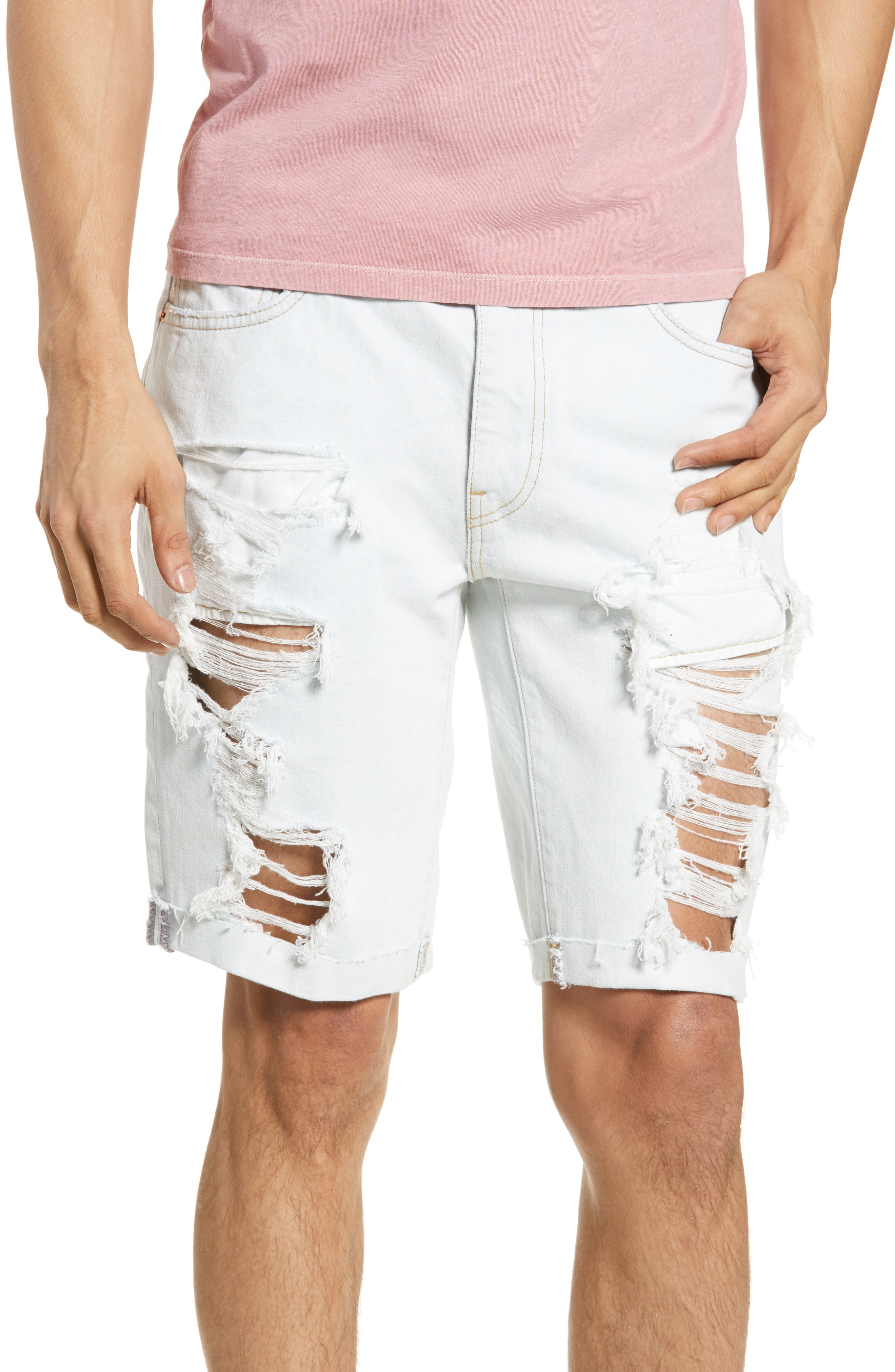Men’s Levi’s 511(TM) Ripped Slim Fit Cutoff Shorts, Size 29 – Grey ...