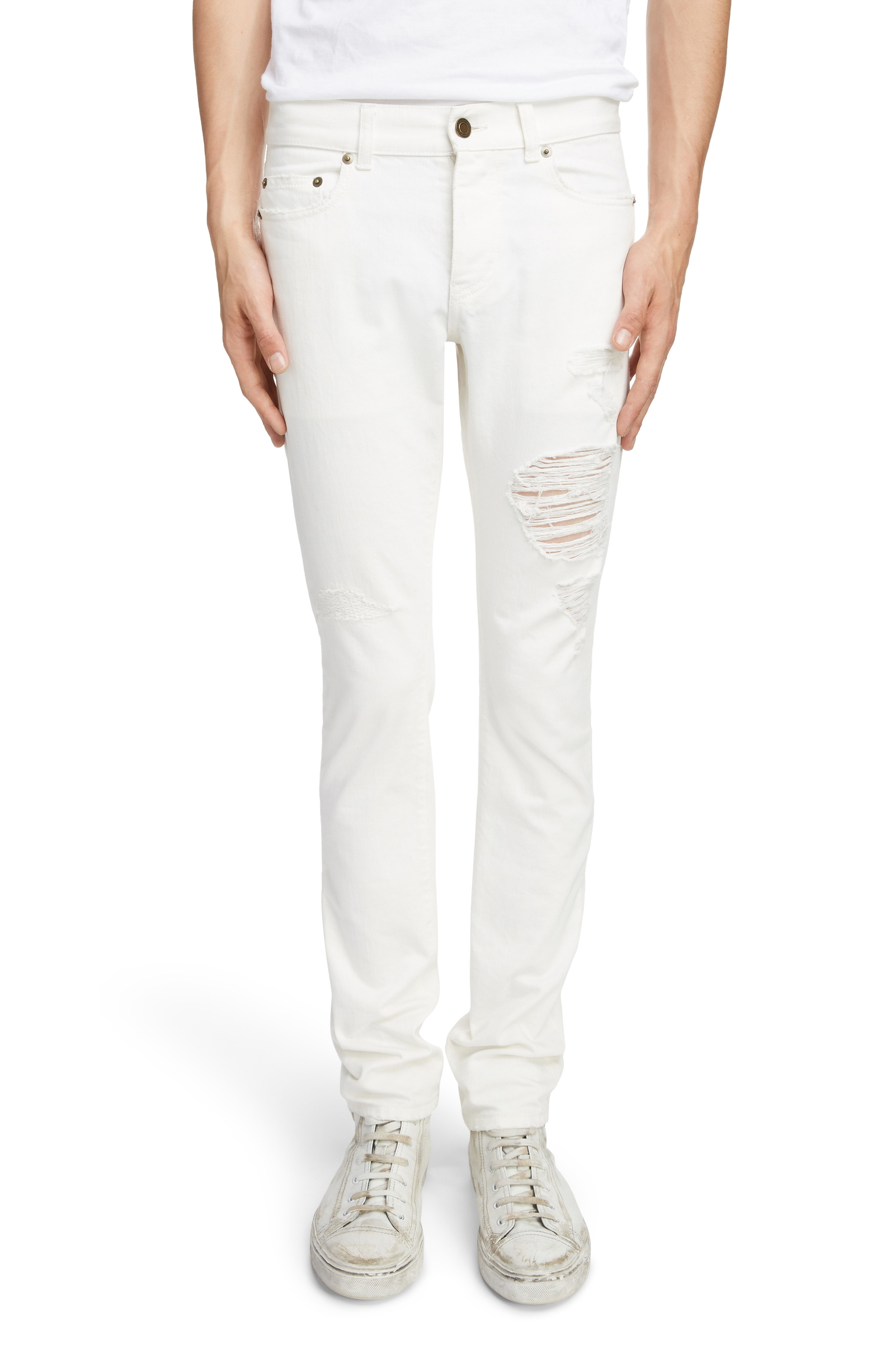white distressed jeans