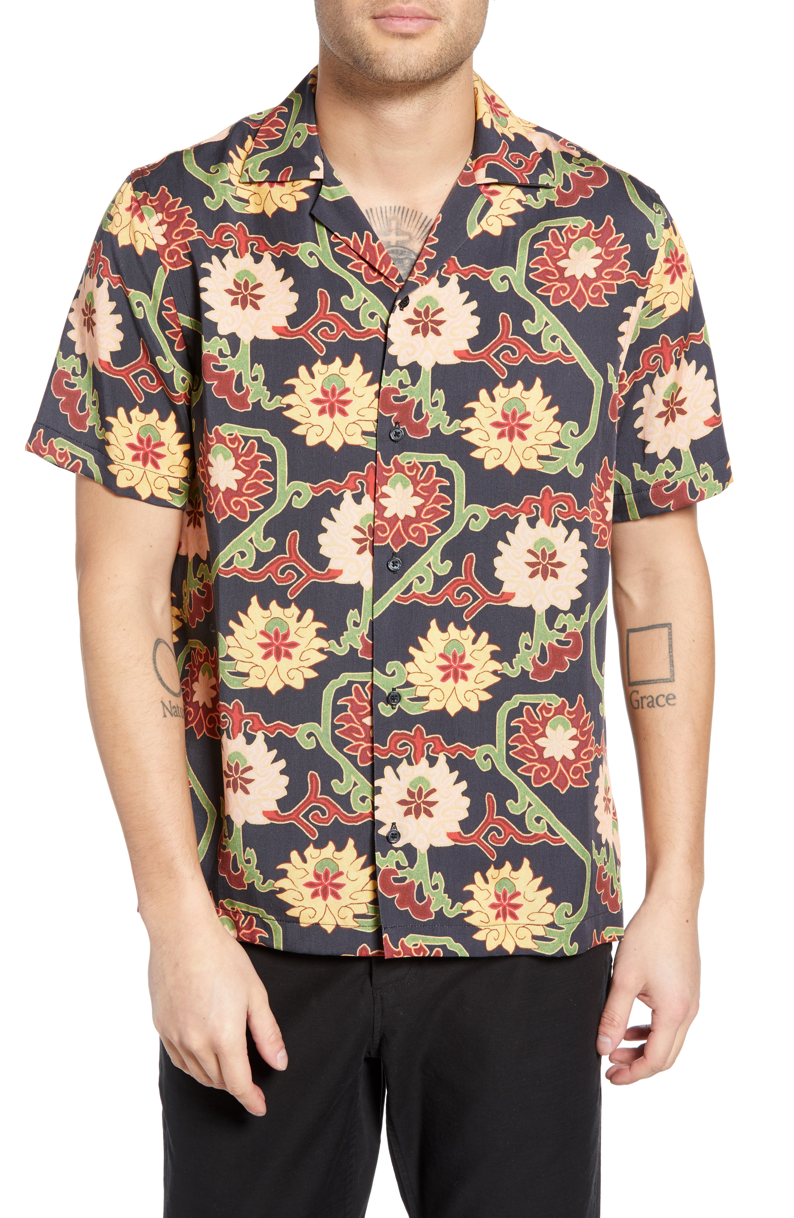 Men’s Saturdays Nyc Canty Peony Camp Shirt, Size Small – Blue | The ...