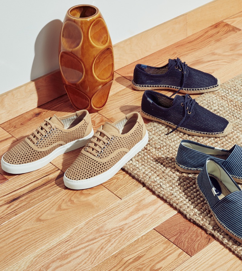 Easy Espadrilles (Left to Right): Zespa ZSP8 Nubuck Sneakers, Soludos Mesh Derby Lace-Up Espadrilles, and Soludos Classic Stripe Espadrilles